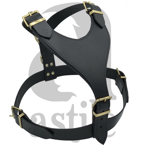 Leather dog harness - black, big