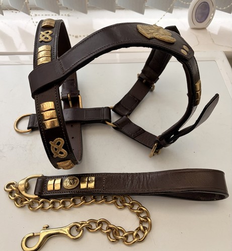 Staffy leather brass dog - staffy, &