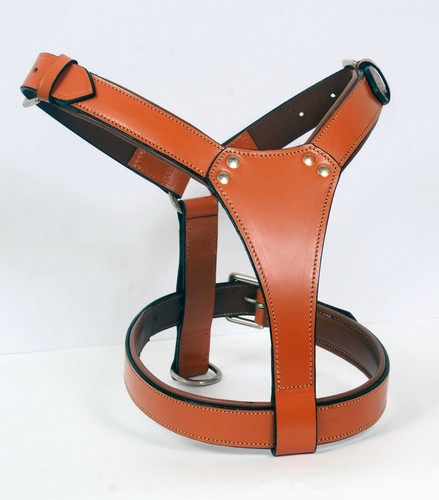 Leather plain dog harness - leather,