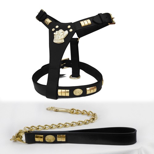 Leather dog harness - leather,