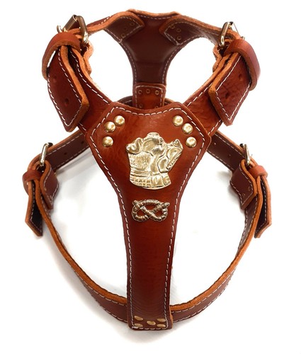 Tan brown leather dog - dog, harness