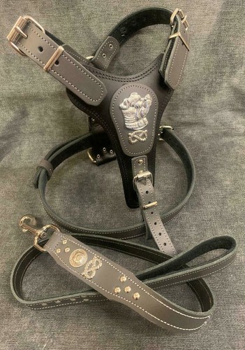 Real leather dog harness - real,